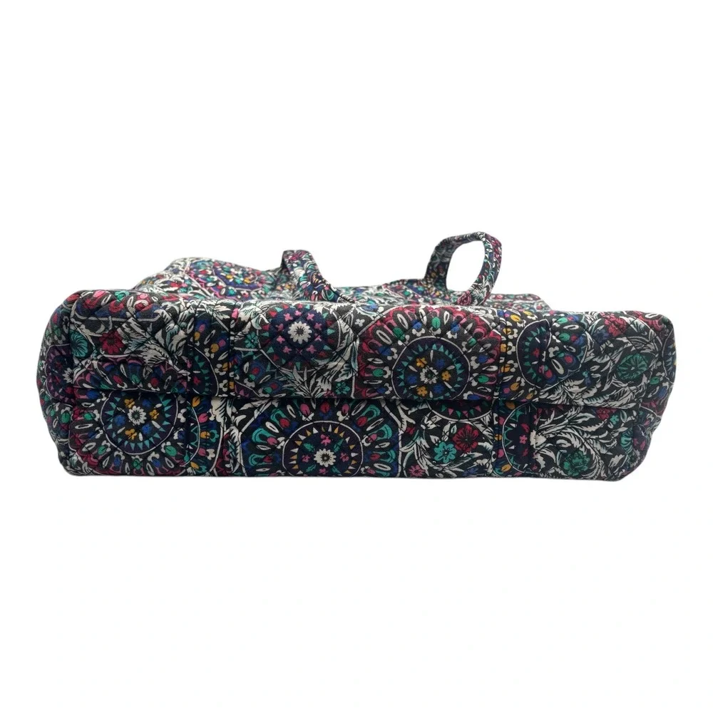 Vera Bradley Stained glass medallion Cotton Tote Bag Navy Floral Shoulder Bag
